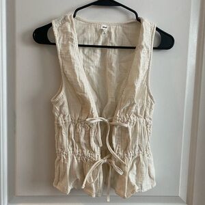 Aerie Cream Tie-Front Blouse